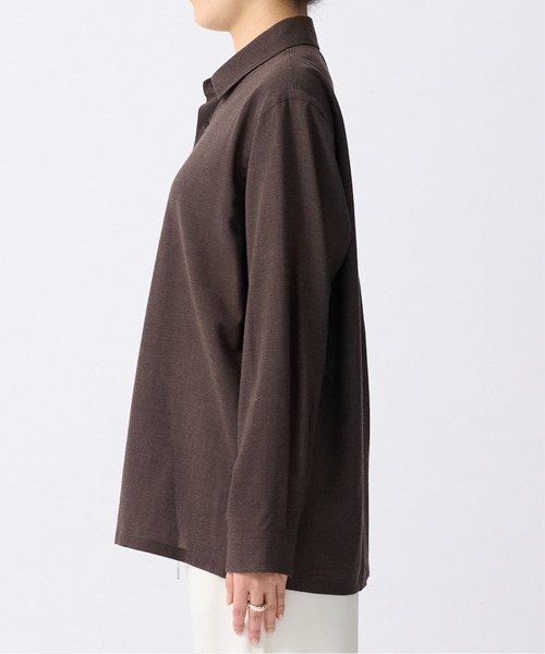 ATON(エイトン)の「【ATON/エイトン】OVERSIZE SHIRT/オーバーサイズウールシャツ(シャツ/ブラウス・レディース・ブラウン/ダークグレー・0)」の4枚目の写真
