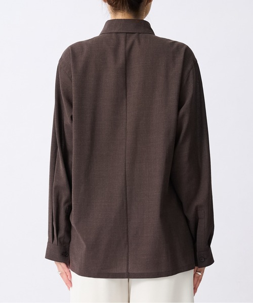 ATON(エイトン)の「【ATON/エイトン】OVERSIZE SHIRT/オーバーサイズウールシャツ(シャツ/ブラウス・レディース・ブラウン/ダークグレー・0)」の5枚目の写真