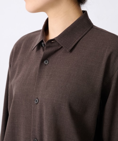 ATON(エイトン)の「【ATON/エイトン】OVERSIZE SHIRT/オーバーサイズウールシャツ(シャツ/ブラウス・レディース・ブラウン/ダークグレー・0)」の13枚目の写真