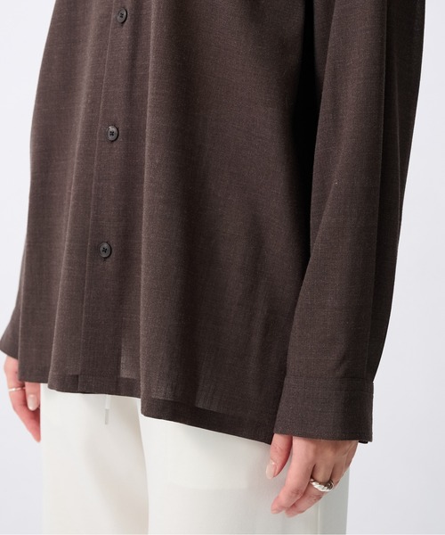ATON(エイトン)の「【ATON/エイトン】OVERSIZE SHIRT/オーバーサイズウールシャツ(シャツ/ブラウス・レディース・ブラウン/ダークグレー・0)」の14枚目の写真