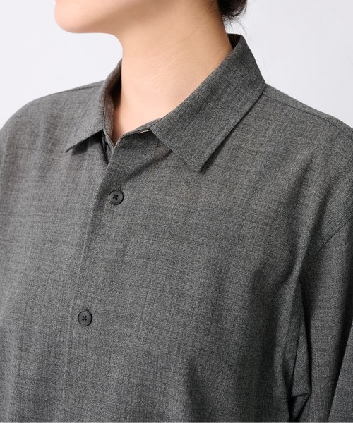 ATON(エイトン)の「【ATON/エイトン】OVERSIZE SHIRT/オーバーサイズウールシャツ(シャツ/ブラウス・レディース・ブラウン/ダークグレー・0)」の9枚目の写真
