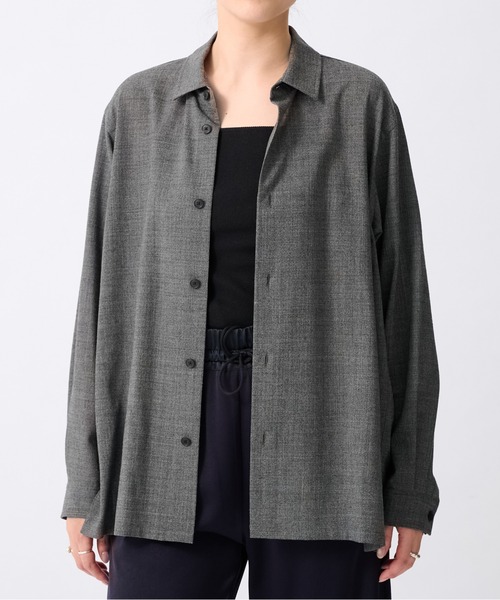 ATON(エイトン)の「【ATON/エイトン】OVERSIZE SHIRT/オーバーサイズウールシャツ(シャツ/ブラウス・レディース・ブラウン/ダークグレー・0)」の11枚目の写真