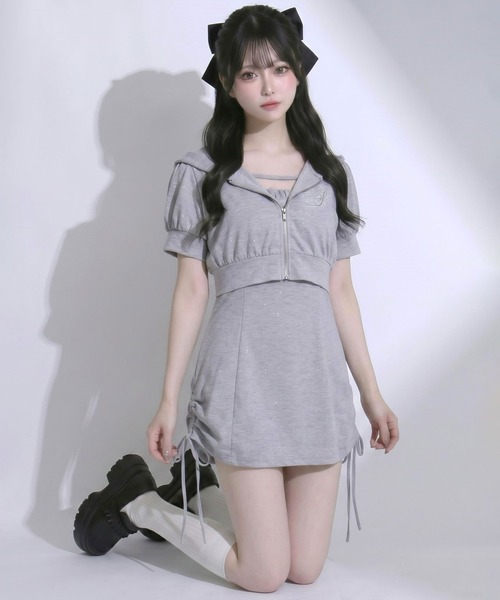 DearMyLoveRose(ディアマイラブローズ)の「キャミワンピ×パーカーラメスウェットセットアップ【大きいサイズあり】(セットアップ・レディース・ブラック/グレー/ホワイト・M-L/LL~3L/L~LL)」の7枚目の写真
