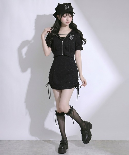 DearMyLoveRose(ディアマイラブローズ)の「キャミワンピ×パーカーラメスウェットセットアップ【大きいサイズあり】(セットアップ・レディース・ブラック/グレー/ホワイト・M-L/LL~3L/L~LL)」の8枚目の写真