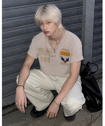 EASY NO EASY（イージーノーイージー）の「ミリタリーエンブレムワッフルTシャツ - ベージュ（Tシャツ/カットソー）」