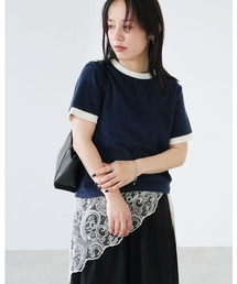 reca | パイルリンガーネック配色Tシャツ(Tシャツ/カットソー)
