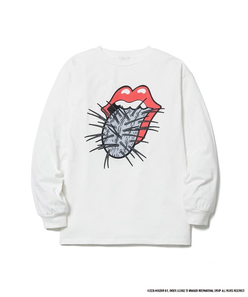 F-LAGSTUF-F(フラグスタフ)の「F-LAGSTUF-F CACTUS TONGUE L/S T-SHIRT(THE ROLLING STONES)(Tシャツ/カットソー・メンズ・ホワイト/ブラック・LARGE)」の2枚目の写真