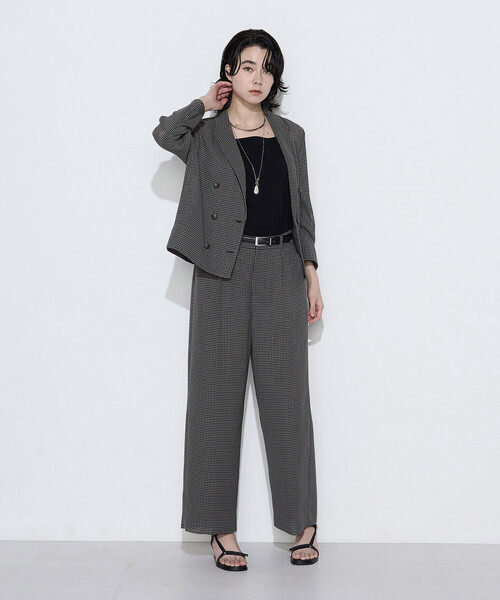 COMME CA(コムサ)の「〔 Sサイズ 〕 【セットアップ対応】シアーチェックタックパンツ(その他パンツ・レディース・グレー・5号)」の3枚目の写真