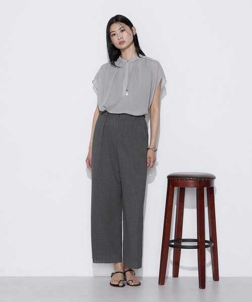 COMME CA(コムサ)の「〔 Sサイズ 〕 【セットアップ対応】シアーチェックタックパンツ(その他パンツ・レディース・グレー・5号)」の5枚目の写真