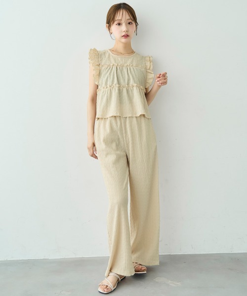 mil（ミル）の「[セットアップ] フリルブラウス×リラックスパンツ【588206】（サロペット/オーバーオール・レディース・ダークブラウン/サンドベージュ/ブラック・FREE/S/XS）」の22枚目の写真