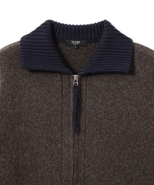 BEAMS HEART(ビームスハート)の「ジップアップ ニットブルゾン(ニット/セーター・メンズ・ブラウン/ブラック・LARGE/MEDIUM/SMALL)」の5枚目の写真