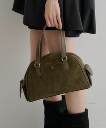 【500mlペットボトル収納可】スエードラウンドボストン