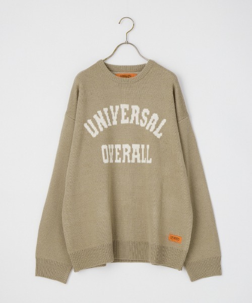 UNIVERSAL OVERALL（ユニバーサルオーバーオール）の「【WEB先行予約】[UNIVERSAL OVERALL/ユニバーサルオーバーオール] 別注 カレッジロゴ ニットセーター（ニット/セーター・レディース・ブラック/チャコール/グレイッシュベージュ・L/M/S）」の7枚目の写真