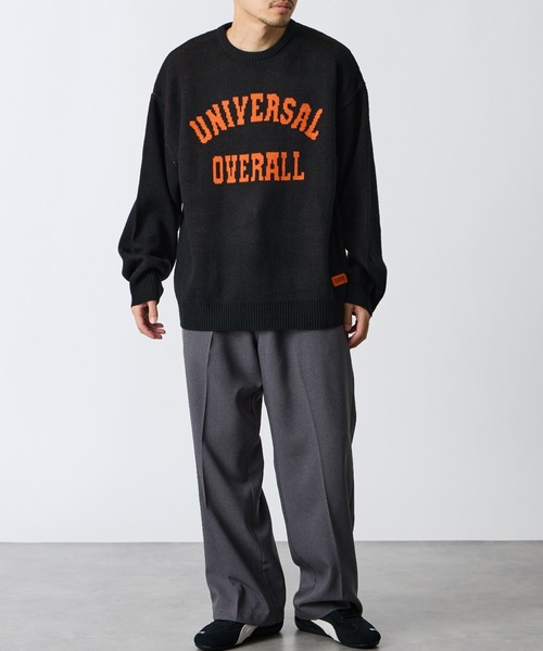 UNIVERSAL OVERALL（ユニバーサルオーバーオール）の「【WEB先行予約】[UNIVERSAL OVERALL/ユニバーサルオーバーオール] 別注 カレッジロゴ ニットセーター（ニット/セーター・レディース・ブラック/チャコール/グレイッシュベージュ・L/M/S）」の12枚目の写真