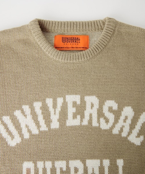 UNIVERSAL OVERALL（ユニバーサルオーバーオール）の「【WEB先行予約】[UNIVERSAL OVERALL/ユニバーサルオーバーオール] 別注 カレッジロゴ ニットセーター（ニット/セーター・レディース・ブラック/チャコール/グレイッシュベージュ・L/M/S）」の9枚目の写真