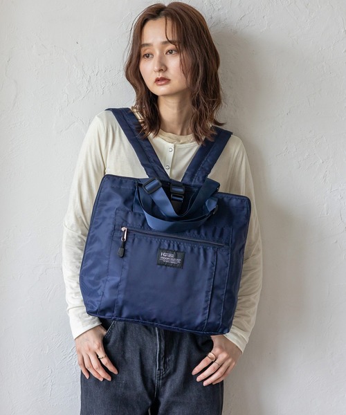 VitaFelice(ヴィータフェリーチェ)の「保温保冷2WAYレジかごバッグ リュック 折りたたみ エコバッグ キャリーバー通し付き(エコバッグ/サブバッグ・レディース・ブラック/ネイビー/ベージュ・FREE)」の7枚目の写真