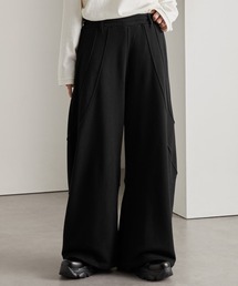 【cussil/クシル】スパイラルシームカーブデザインワイドスウェットパンツ