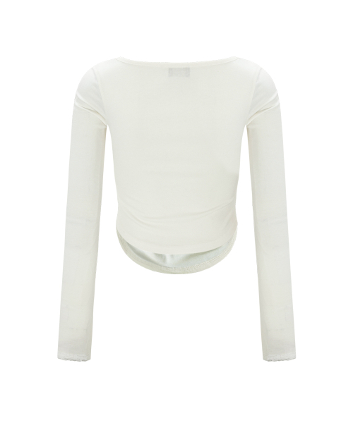 PLEASENOFOLLOW(プリーズノーフォロー)の「Vera Lace Shirring Long Sleeve Top (Ivory)(Tシャツ/カットソー・レディース・その他・FREE)」の3枚目の写真