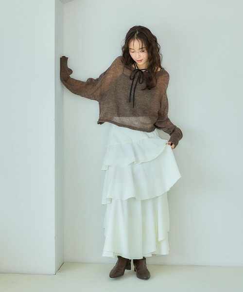 mysty woman(ミスティウーマン)の「機能付きアシメティアードスカート 1077971(スカート・レディース・ブラック/オフホワイト・FREE)」の9枚目の写真