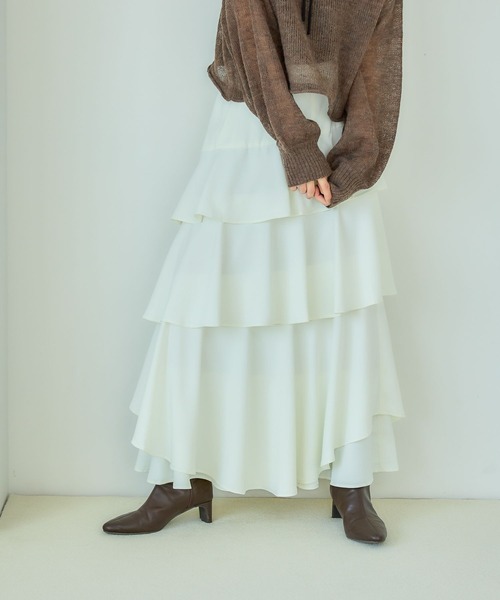 mysty woman(ミスティウーマン)の「機能付きアシメティアードスカート 1077971(スカート・レディース・ブラック/オフホワイト・FREE)」の11枚目の写真