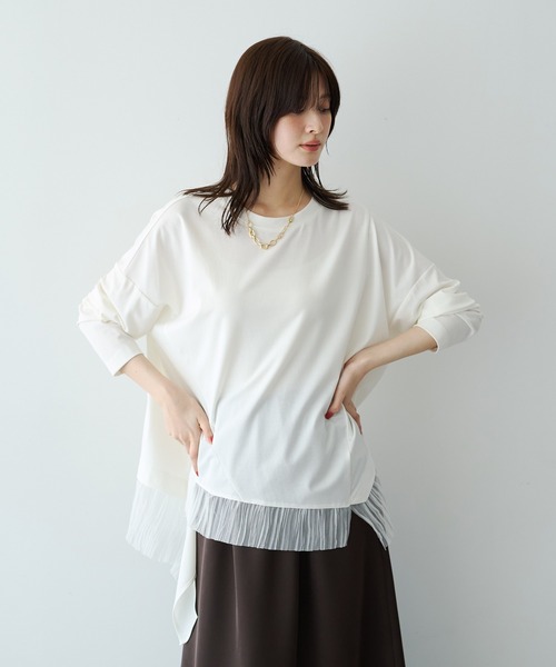 Editt by YECCA VECCA(エディットバイイェッカヴェッカ)の「裾アシメデザインプルオーバー(Tシャツ/カットソー・レディース・ブラック/その他6/アイボリー・FREE)」の4枚目の写真