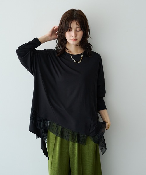 Editt by YECCA VECCA(エディットバイイェッカヴェッカ)の「裾アシメデザインプルオーバー(Tシャツ/カットソー・レディース・ブラック/その他6/アイボリー・FREE)」の13枚目の写真