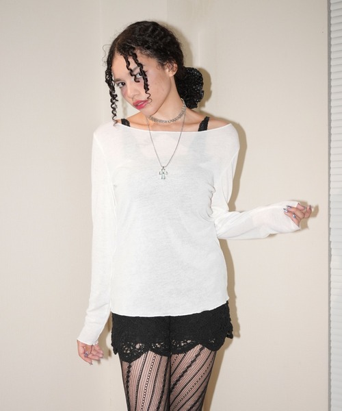 IMARI(イマリ)の「【 IMARI / イマリ 】 ボートネック カットソー(Tシャツ/カットソー・レディース・ブルー/グレー/レッド/ブラック/ホワイト・FREE)」の2枚目の写真