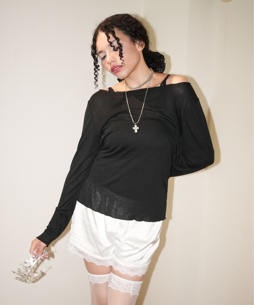 IMARI(イマリ)の「【 IMARI / イマリ 】 ボートネック カットソー(Tシャツ/カットソー・レディース・ブルー/グレー/レッド/ブラック/ホワイト・FREE)」の3枚目の写真