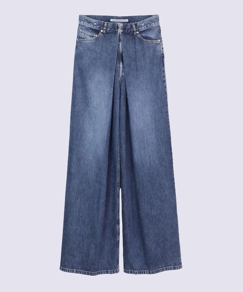 JOHN LAWRENCE SULLIVAN(ジョンローレンスサリバン)の「【JOHN LAWRENCE SULLIVAN】WASHED DENIM WIDE PANTS (SHORT LENGTH)(デニムパンツ・メンズ・ブルー/ブラック・46/48/44)」の1枚目の写真