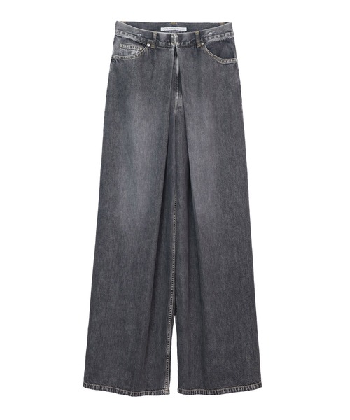 JOHN LAWRENCE SULLIVAN(ジョンローレンスサリバン)の「【JOHN LAWRENCE SULLIVAN】WASHED DENIM WIDE PANTS (SHORT LENGTH)(デニムパンツ・メンズ・ブルー/ブラック・46/48/44)」の2枚目の写真