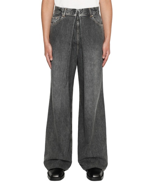JOHN LAWRENCE SULLIVAN(ジョンローレンスサリバン)の「【JOHN LAWRENCE SULLIVAN】WASHED DENIM WIDE PANTS (SHORT LENGTH)(デニムパンツ・メンズ・ブルー/ブラック・46/48/44)」の4枚目の写真
