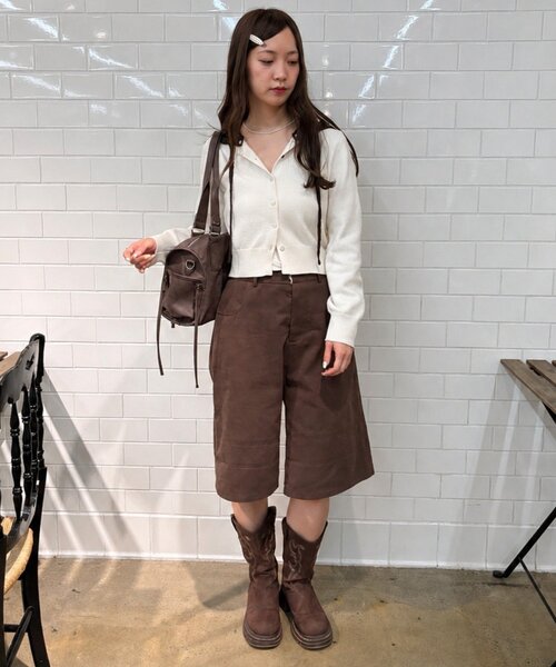 w closet(ダブルクローゼット)の「レースフーディーニットカーデ(ニット/セーター・レディース・グリーン/ブルー/アイボリー/チャコールグレー/ブラウン・FREE)」の9枚目の写真