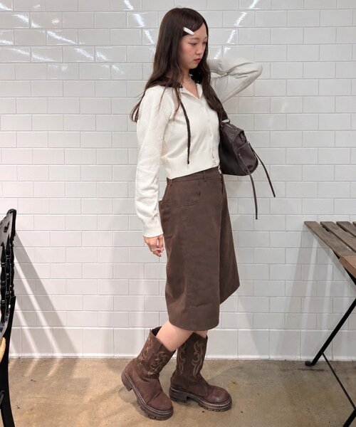 w closet(ダブルクローゼット)の「レースフーディーニットカーデ(ニット/セーター・レディース・グリーン/ブルー/アイボリー/チャコールグレー/ブラウン・FREE)」の10枚目の写真