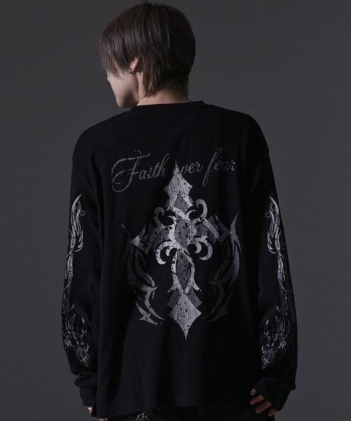 RUDOL(ルドル)の「『RUDOL/ルドル』クロススカルグラフィックワッフルロンT(Tシャツ/カットソー・メンズ・ホワイト/ブラック/ブラック系1/ホワイト系1・L/M)」の18枚目の写真