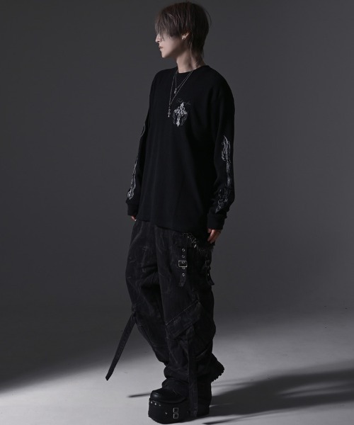 RUDOL(ルドル)の「『RUDOL/ルドル』クロススカルグラフィックワッフルロンT(Tシャツ/カットソー・メンズ・ホワイト/ブラック/ブラック系1/ホワイト系1・L/M)」の21枚目の写真