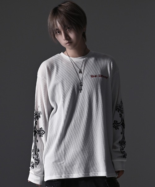 RUDOL(ルドル)の「『RUDOL/ルドル』クロススカルグラフィックワッフルロンT(Tシャツ/カットソー・メンズ・ホワイト/ブラック/ブラック系1/ホワイト系1・L/M)」の11枚目の写真