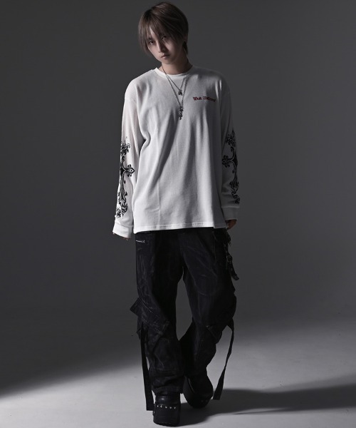 RUDOL(ルドル)の「『RUDOL/ルドル』クロススカルグラフィックワッフルロンT(Tシャツ/カットソー・メンズ・ホワイト/ブラック/ブラック系1/ホワイト系1・L/M)」の14枚目の写真