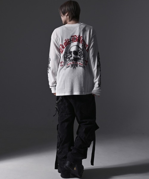 RUDOL(ルドル)の「『RUDOL/ルドル』クロススカルグラフィックワッフルロンT(Tシャツ/カットソー・メンズ・ホワイト/ブラック/ブラック系1/ホワイト系1・L/M)」の16枚目の写真