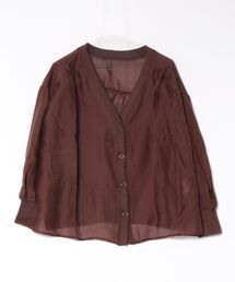 【CECIL McBEE】ヨークギャザーシアーVネックカーディガン