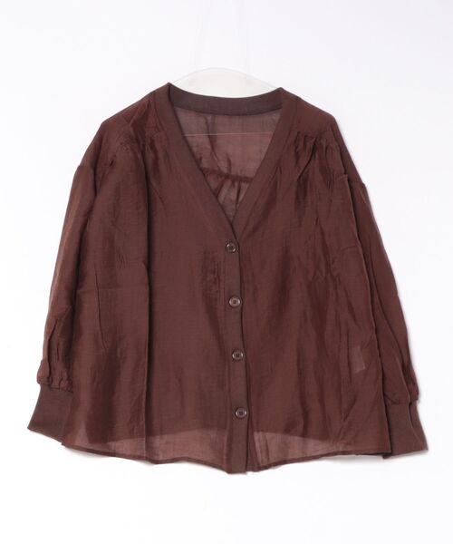 CECIL McBEE（セシルマクビー）の「【CECIL McBEE】ヨークギャザーシアーVネックカーディガン（カーディガン/ボレロ・レディース・ブラック/ブラウン/アイボリー・MEDIUM/LARGE）」の3枚目の写真