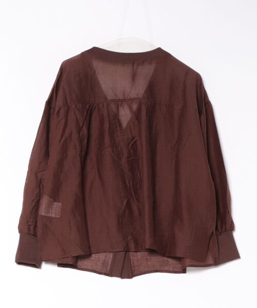 CECIL McBEE（セシルマクビー）の「【CECIL McBEE】ヨークギャザーシアーVネックカーディガン（カーディガン/ボレロ・レディース・ブラック/ブラウン/アイボリー・MEDIUM/LARGE）」の4枚目の写真