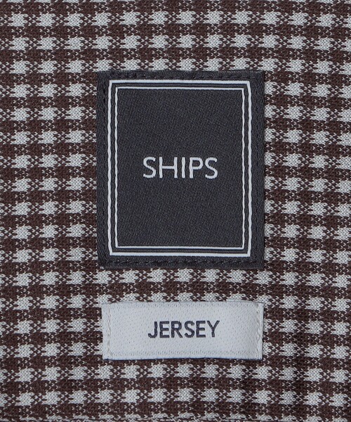 SHIPS(シップス)の「MADE IN JAPAN ギンガム チェック ジャージー ワンピースカラー シャツ(ビジネスシャツ・メンズ・ネイビー/ブラウン・SMALL/MEDIUM/LARGE/X-LARGE)」の5枚目の写真