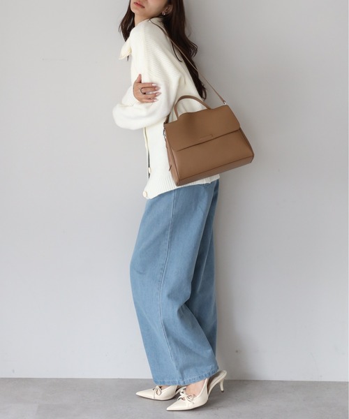 &MARKS(アンドマークス)の「C33【本革】2WAYフラップハンドバッグ(ハンドバッグ・レディース・ブラウン/ブラック/ホワイト×ブラウン/グレー・FREE)」の17枚目の写真