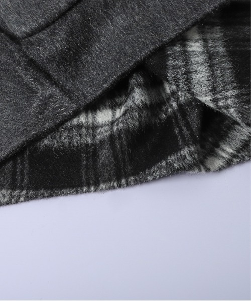 CURA CLOSET(キュラ クローゼット)の「リバーシブル/ウール混/ノーカラーコート/チェック柄/無地/2way/ミドル丈(その他アウター・レディース・チャコールグレー/ブラウン・フリー)」の7枚目の写真