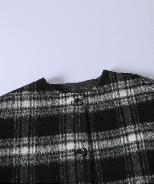 CURA CLOSET(キュラ クローゼット)の「リバーシブル/ウール混/ノーカラーコート/チェック柄/無地/2way/ミドル丈(その他アウター・レディース・チャコールグレー/ブラウン・フリー)」の15枚目の写真