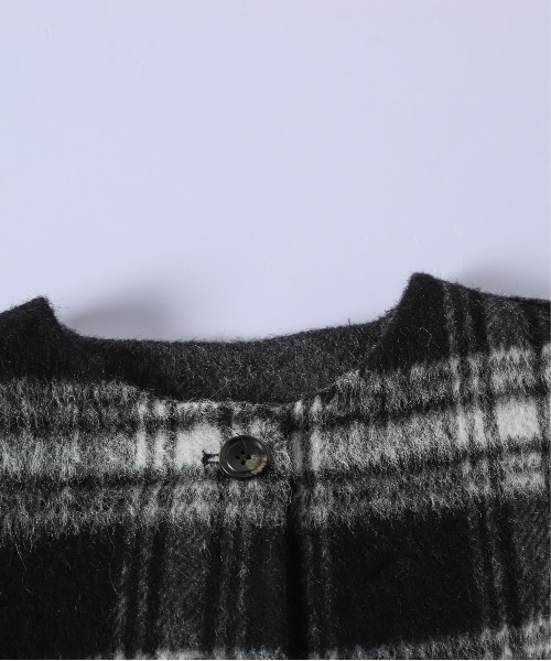 CURA CLOSET(キュラ クローゼット)の「リバーシブル/ウール混/ノーカラーコート/チェック柄/無地/2way/ミドル丈(その他アウター・レディース・チャコールグレー/ブラウン・フリー)」の16枚目の写真
