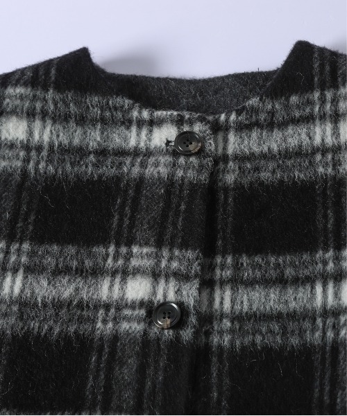 CURA CLOSET(キュラ クローゼット)の「リバーシブル/ウール混/ノーカラーコート/チェック柄/無地/2way/ミドル丈(その他アウター・レディース・チャコールグレー/ブラウン・フリー)」の17枚目の写真