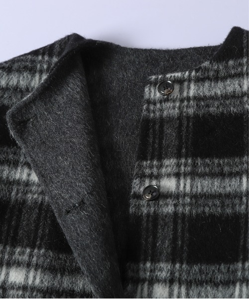CURA CLOSET(キュラ クローゼット)の「リバーシブル/ウール混/ノーカラーコート/チェック柄/無地/2way/ミドル丈(その他アウター・レディース・チャコールグレー/ブラウン・フリー)」の18枚目の写真