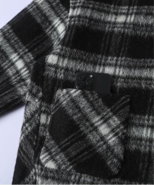 CURA CLOSET(キュラ クローゼット)の「リバーシブル/ウール混/ノーカラーコート/チェック柄/無地/2way/ミドル丈(その他アウター・レディース・チャコールグレー/ブラウン・フリー)」の19枚目の写真