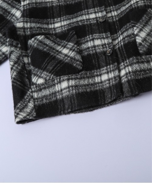 CURA CLOSET(キュラ クローゼット)の「リバーシブル/ウール混/ノーカラーコート/チェック柄/無地/2way/ミドル丈(その他アウター・レディース・チャコールグレー/ブラウン・フリー)」の20枚目の写真